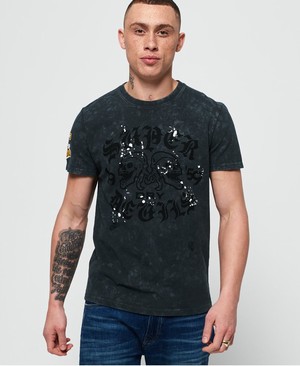 Superdry Black Letter Férfi Pólók Fekete | VCAEN1452